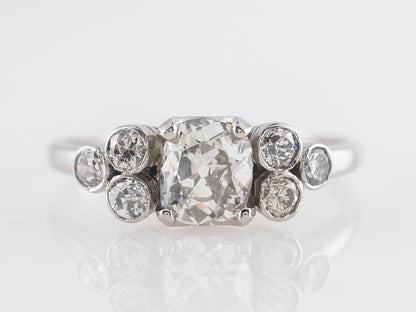 .80 Art Deco Cushion Cut Diamond Engagement Ring in Platinum