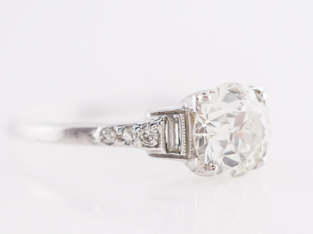 .86 Art Deco European Diamond Engagement Ring in Platinum