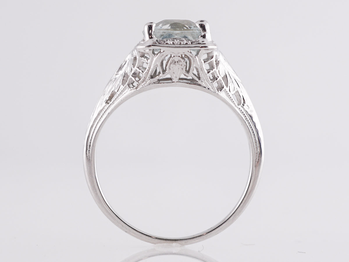 Emerald Cut Emerald Aquamarine Ring in 14k White Gold