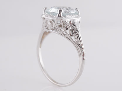 Emerald Cut Emerald Aquamarine Ring in 14k White Gold