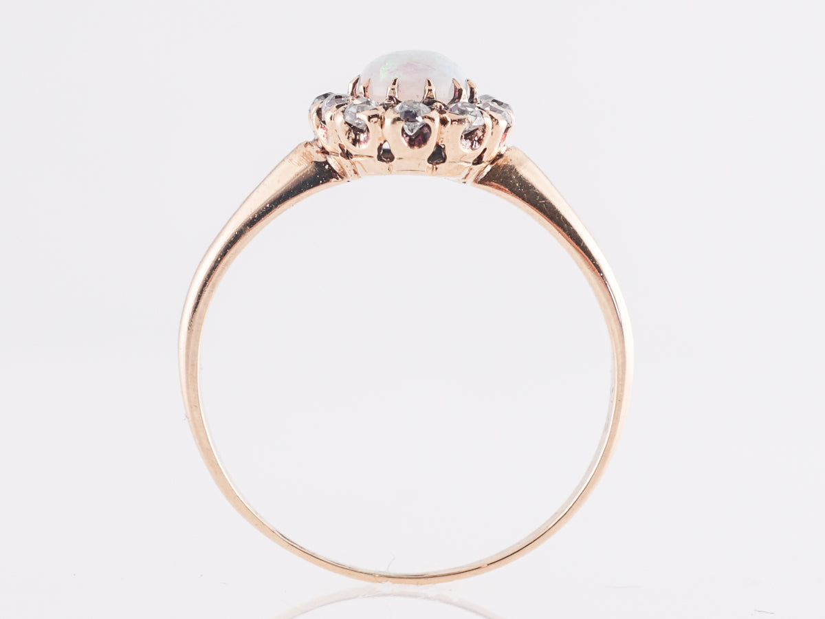 Victorian Opal and Diamond Cocktail Ring 14k Yellow Gold