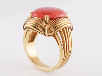Vintage Mid-Century Coral Ring in 14K Yellow Gold