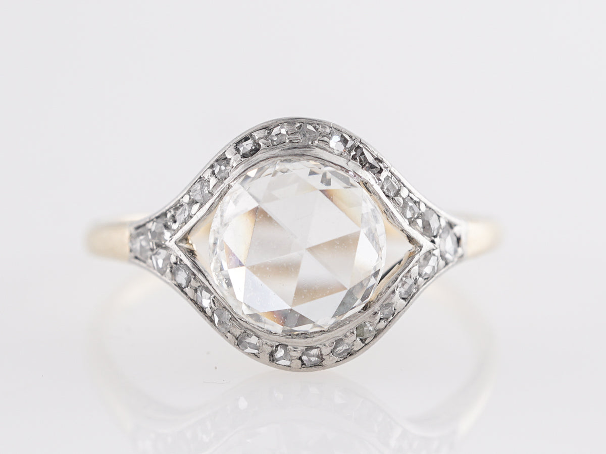Rose Cut Victorian Diamond Engagement Ring in 14k & Platinum