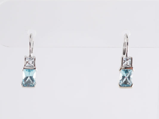 Aquamarine Dangle Earrings in 14k White Gold