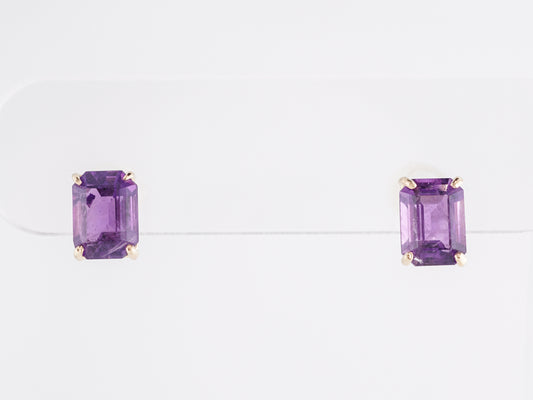 Amethyst Stud Earrings in 14k Yellow Gold