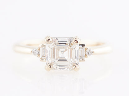 1.08 Asscher Cut Diamond Engagement Ring in 14K Yellow Gold