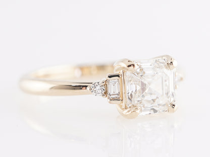 1.08 Asscher Cut Diamond Engagement Ring in 14K Yellow Gold