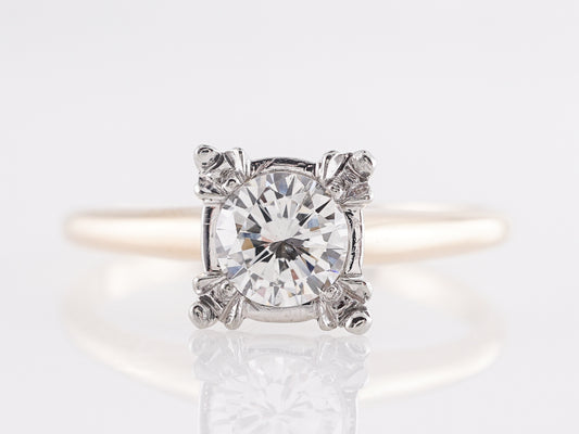 Two-Tone Mid-Century Solitaire Diamond Engagement Ring