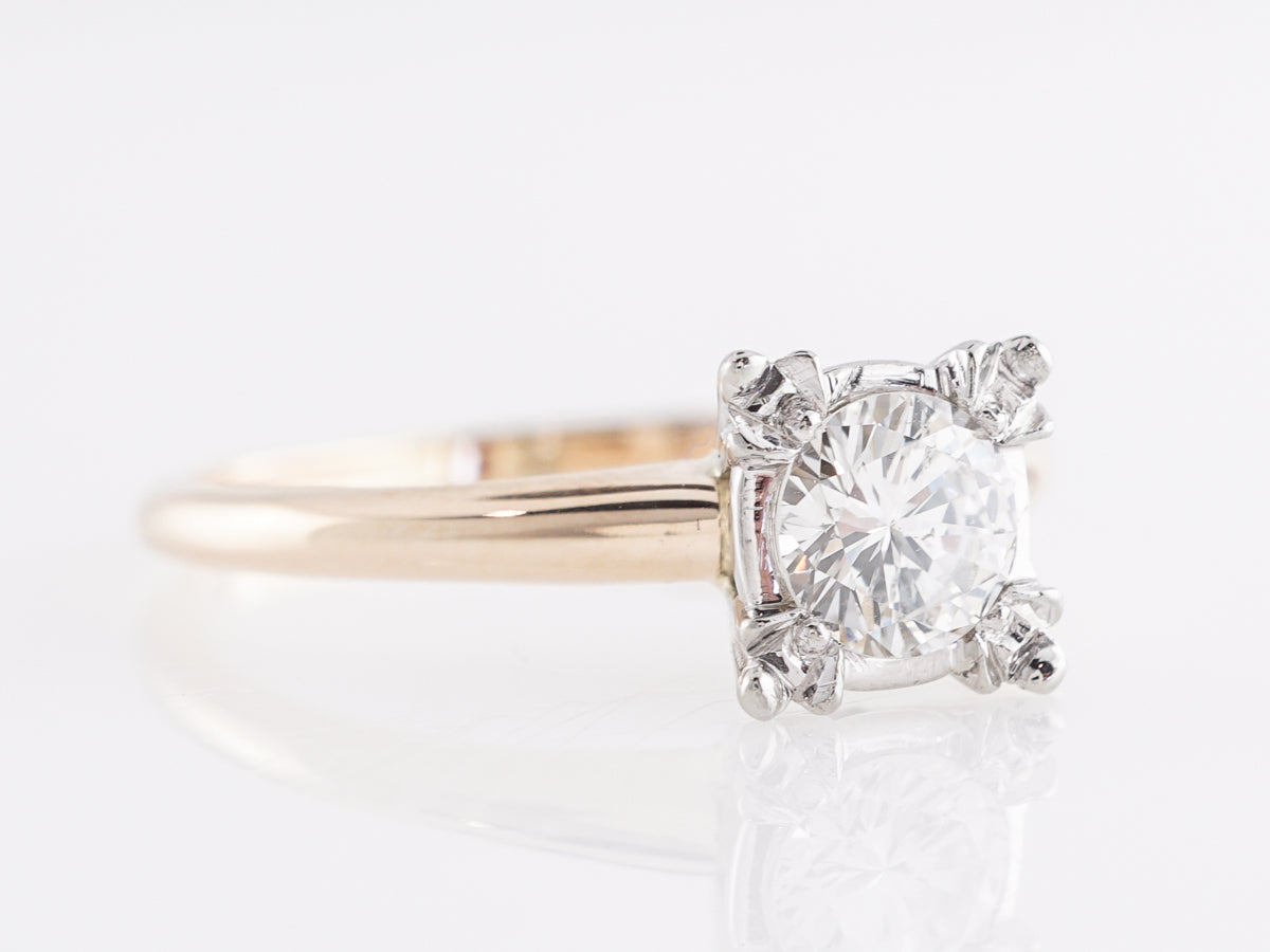 Two-Tone Mid-Century Solitaire Diamond Engagement Ring