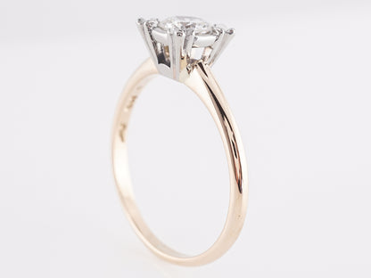 Two-Tone Mid-Century Solitaire Diamond Engagement Ring