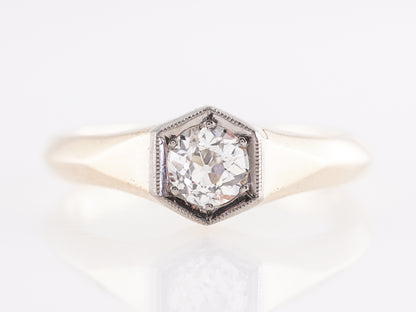 Art Deco Simple Solitaire Diamond Engagement Ring in 14K