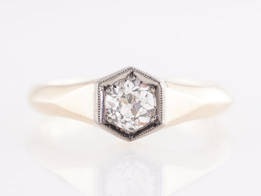 Art Deco Simple Solitaire Diamond Engagement Ring in 14K