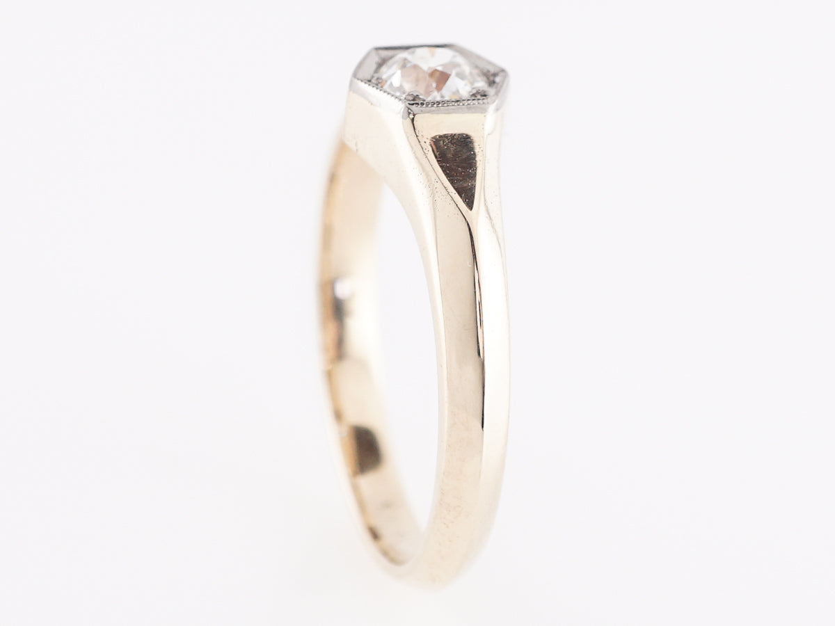 Art Deco Simple Solitaire Diamond Engagement Ring in 14K