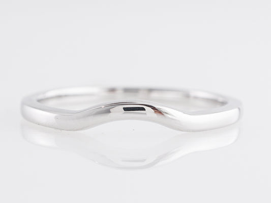 Plain Curved Wedding Band in 14K White Gold