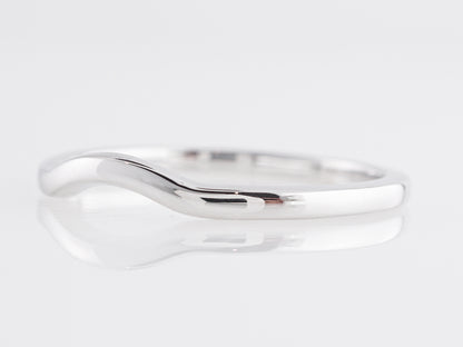 Plain Curved Wedding Band in 14K White Gold