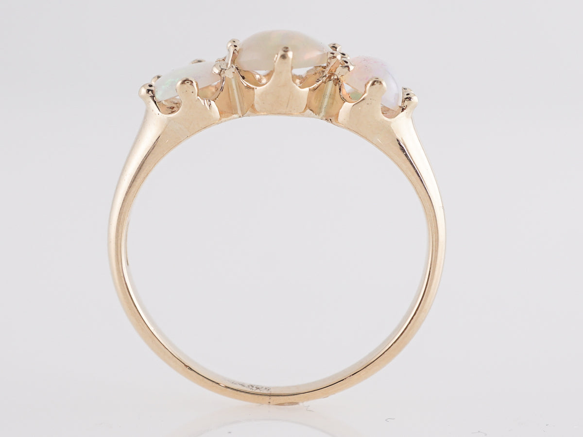 Three Stone Victorian Opal Ring in 14k Yellow Gold