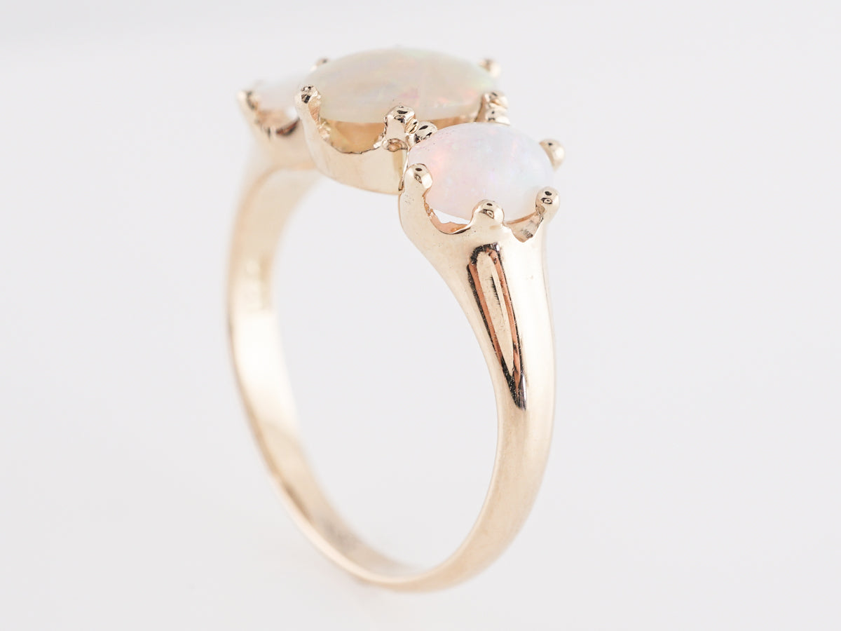 Three Stone Victorian Opal Ring in 14k Yellow Gold