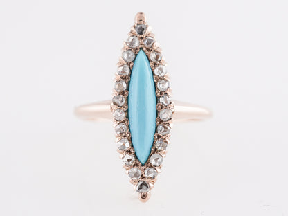Victorian Turquoise and Diamond Cocktail Ring in 14k