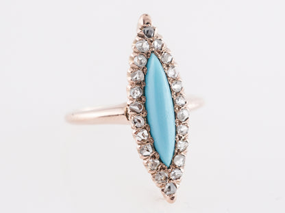 Victorian Turquoise and Diamond Cocktail Ring in 14k