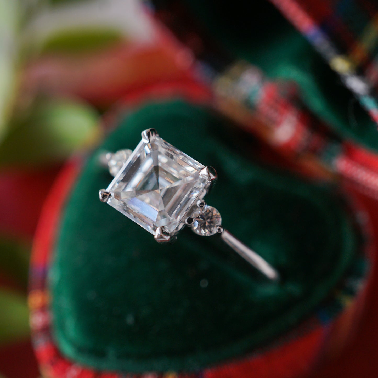 1.11 GIA Asscher Cut Diamond Engagement Ring in 14k White Gold
