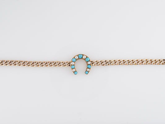 Howell James & Co. Pearl and Turquoise Horseshoe Bracelet