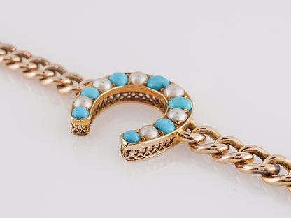 Howell James & Co. Pearl and Turquoise Horseshoe Bracelet
