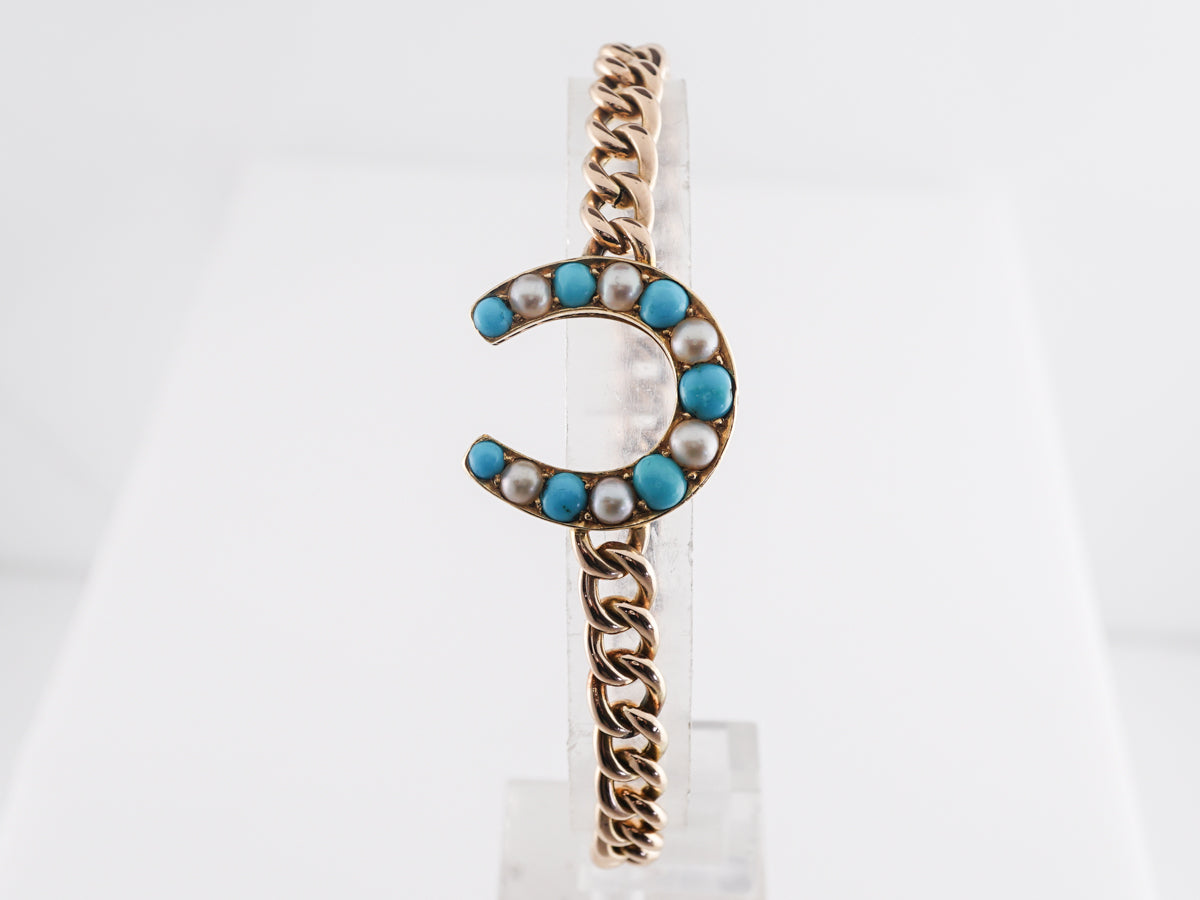 Howell James & Co. Pearl and Turquoise Horseshoe Bracelet