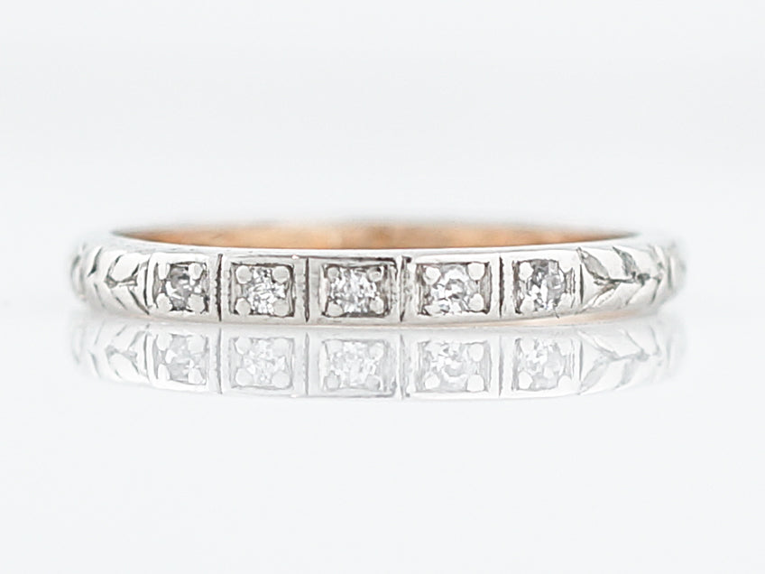 Antique Wedding Band Art Deco .10 Single Cut Diamonds in 18K White Gold