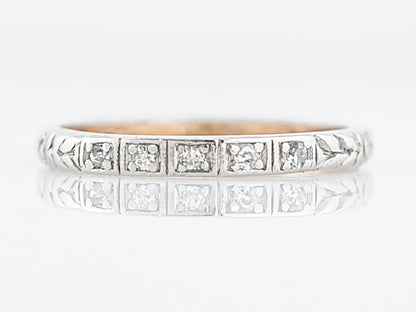 Antique Wedding Band Art Deco .10 Single Cut Diamonds in 18K White Gold