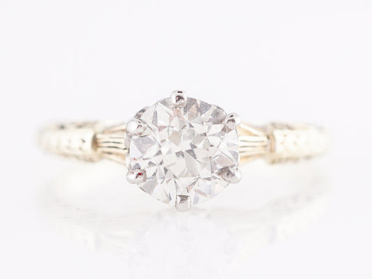 Art Deco European Cut Diamond Engagement Ring in 14k