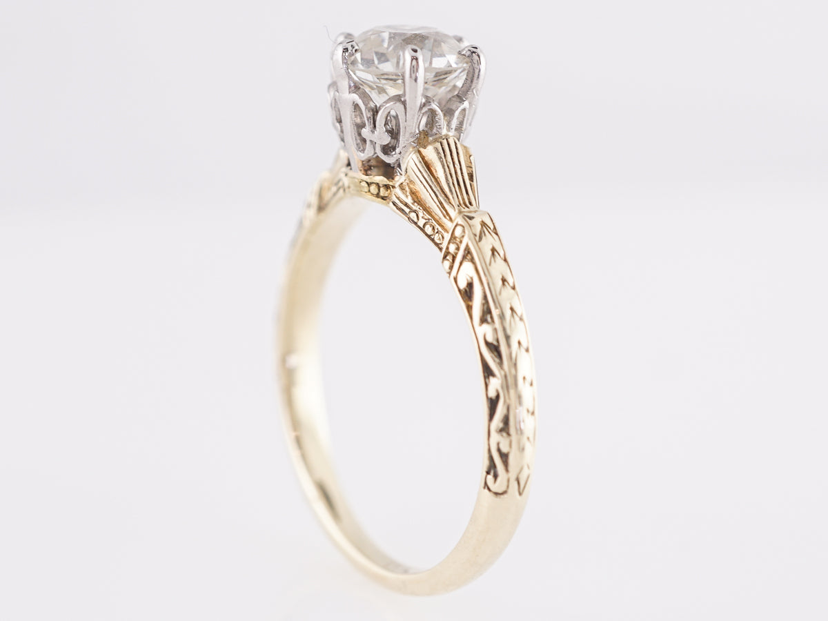 Art Deco European Cut Diamond Engagement Ring in 14k