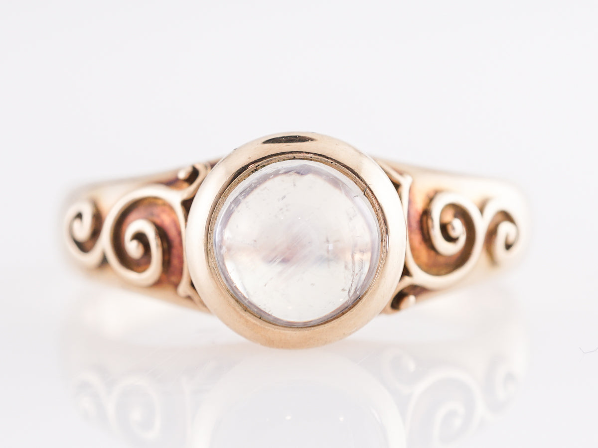 Vintage Victorian Moonstone Cocktail Ring in 14k Yellow Gold