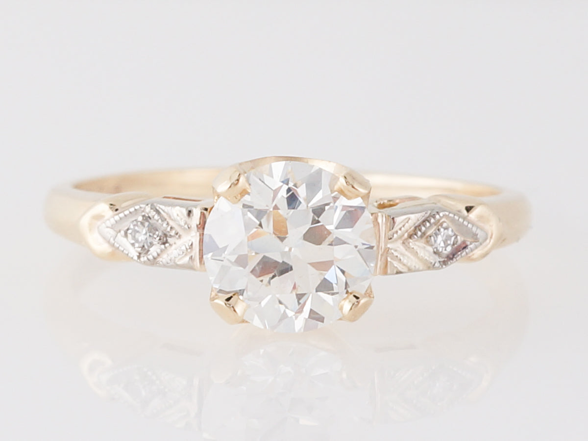 1940's Retro Diamond Engagement Ring in Yellow & White Gold