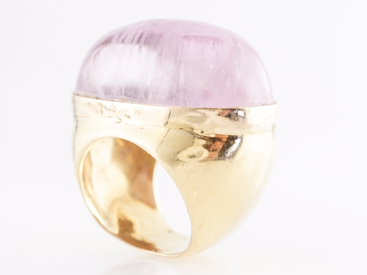 Mid-Century Kunzite Cocktail Ring in 18k Yellow Gold
