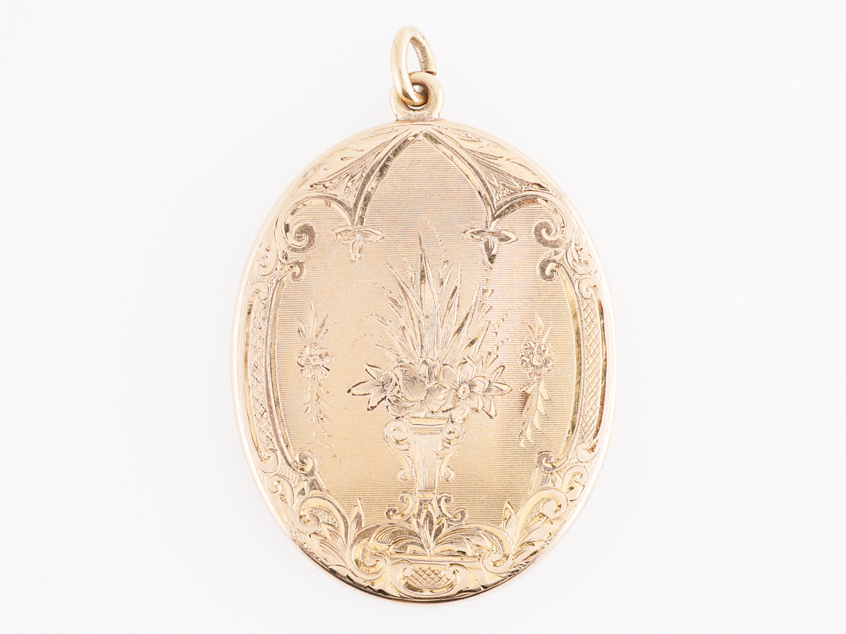 Victorian Oval Locket in 14k Yellow Gold