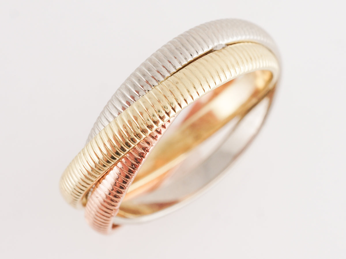 Cartier Trinity Roll Ring in 18k Yellow White Rose Gold