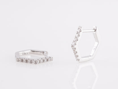 Small Hexagonal Diamond Earrings in 14k White Gold