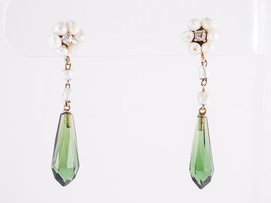 Victorian Tourmaline Drop Earrings in Yellow Gold