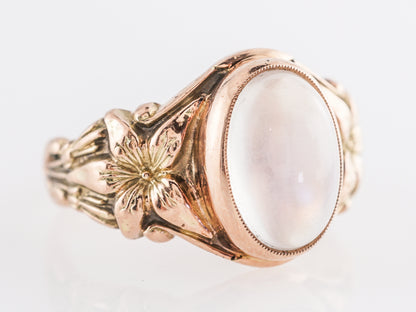 Art Nouveau Moonstone Cocktail Ring in 14k Yellow Gold