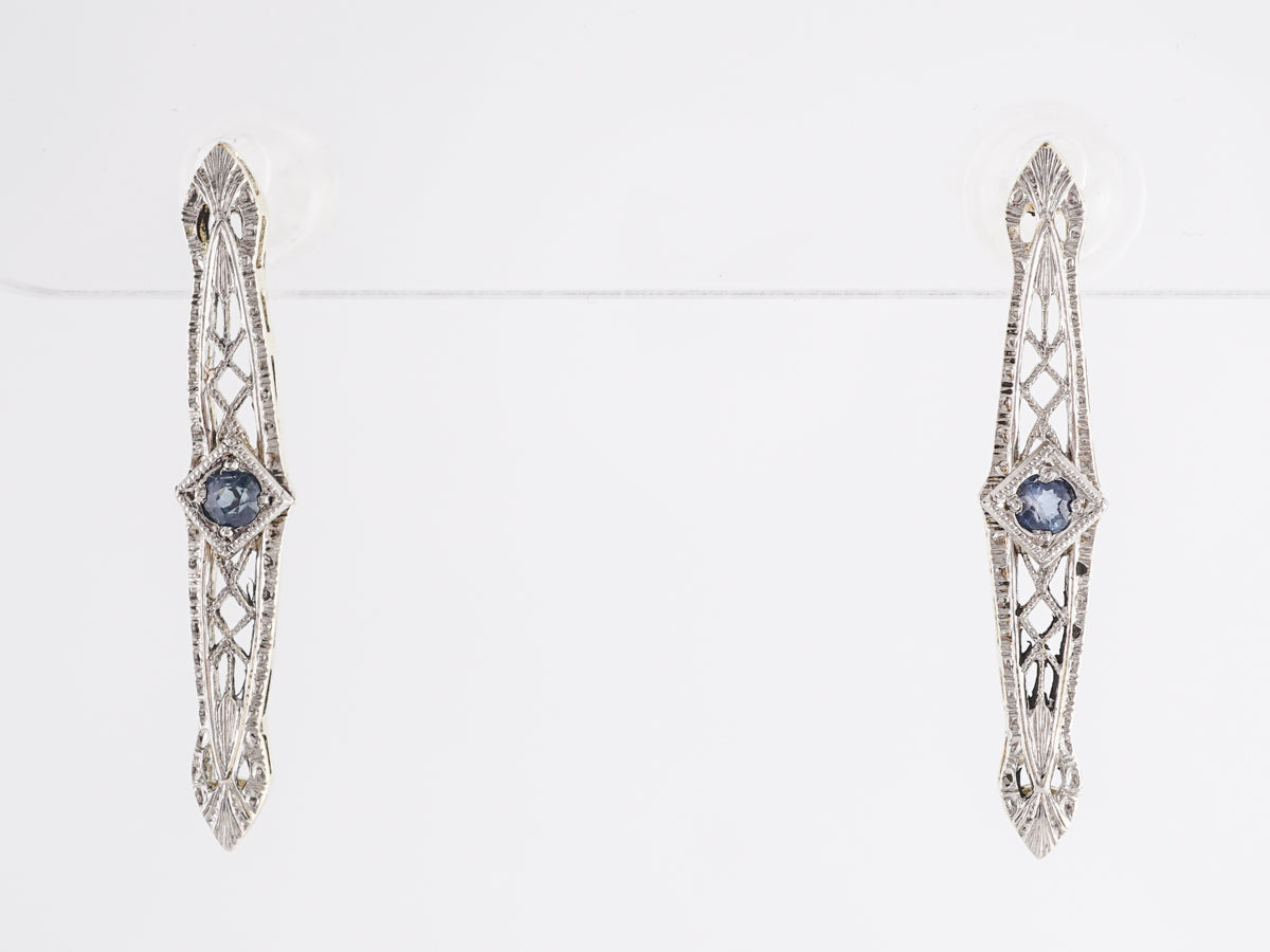 Antique Victorian Sapphire Earrings in 14k Yellow Gold