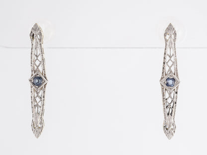 Antique Victorian Sapphire Earrings in 14k Yellow Gold