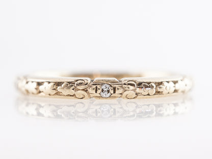 1930s Engraved Band w/ Single Cut Diamonds in 14k Yellow Gold