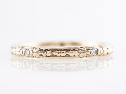 1930s Engraved Band w/ Single Cut Diamonds in 14k Yellow Gold