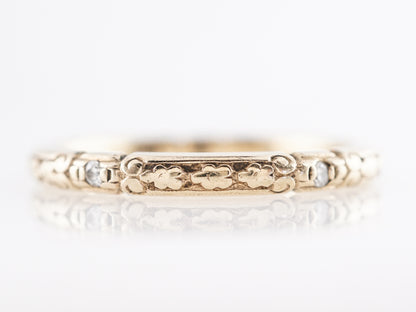 1930s Engraved Band w/ Single Cut Diamonds in 14k Yellow Gold