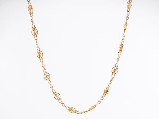 Intricate Victorian Chain Necklace in 14k Yellow Gold