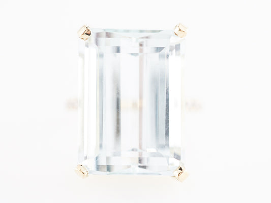 15 Carat Emerald Cut Aquamarine Ring w/ Diamonds in 14k