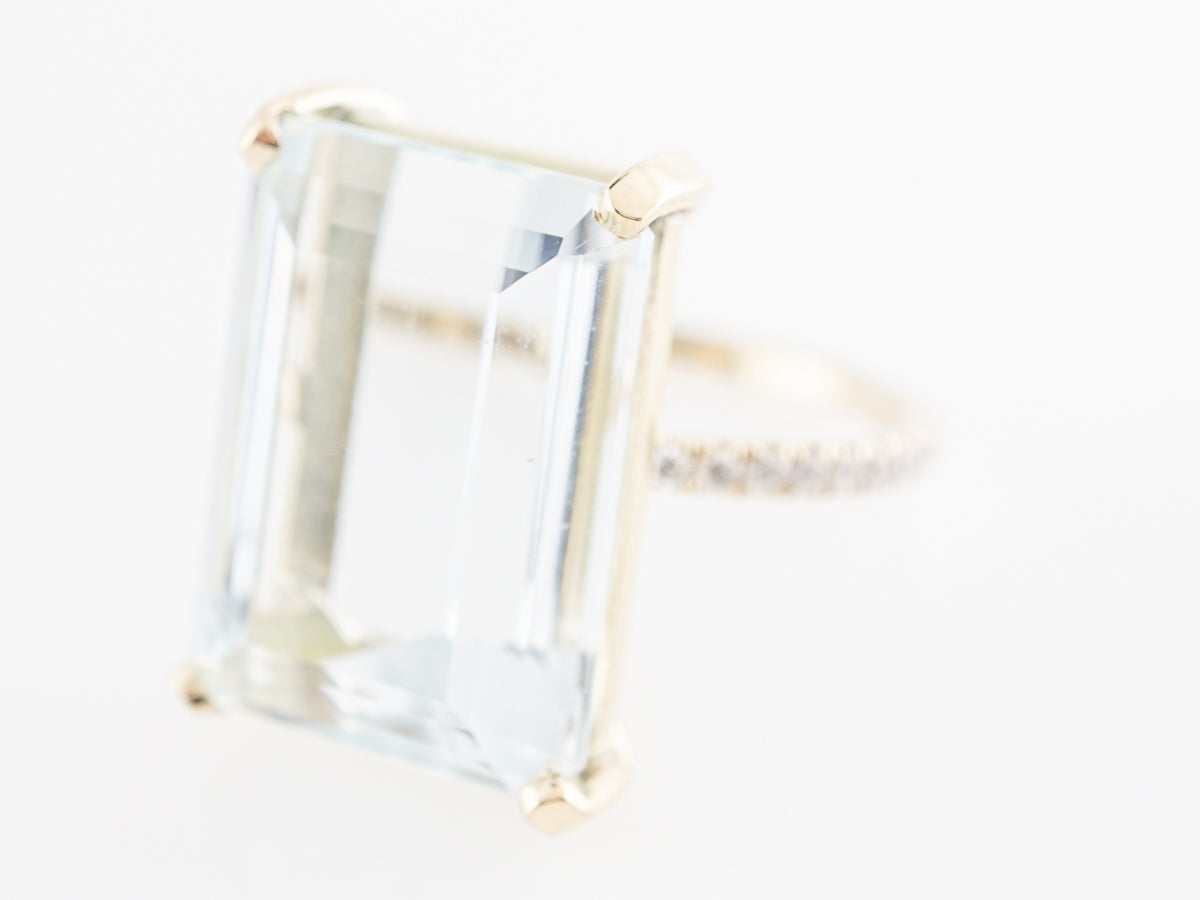 Aquamarine Engagement Ring Diamond Ring 3.7CT