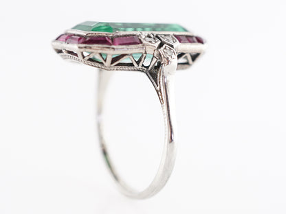 Art Deco Tourmaline Cocktail Ring with Ruby and Diamonds