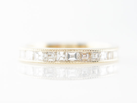 Channel Set Asscher Cut Diamond Wedding Band in Yellow Gold