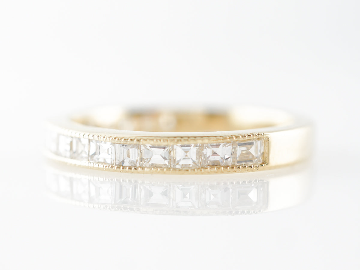 Channel Set Asscher Cut Diamond Wedding Band in Yellow Gold